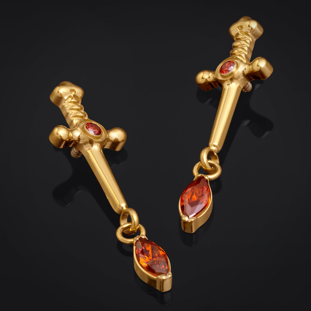 Labret-Top, Silber, Gotisches Kreuz, Innengewinde, Titan