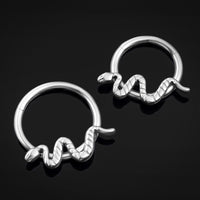 Clicker pour septum, argenté, serpent, titane ASTM F136