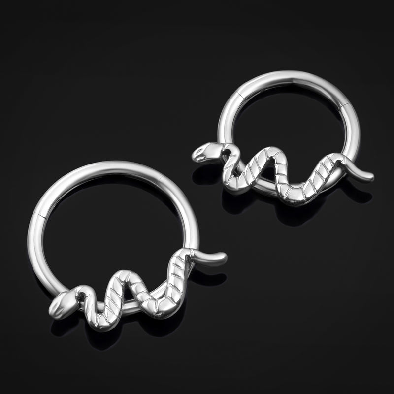 Clicker pour septum, argenté, serpent, titane ASTM F136