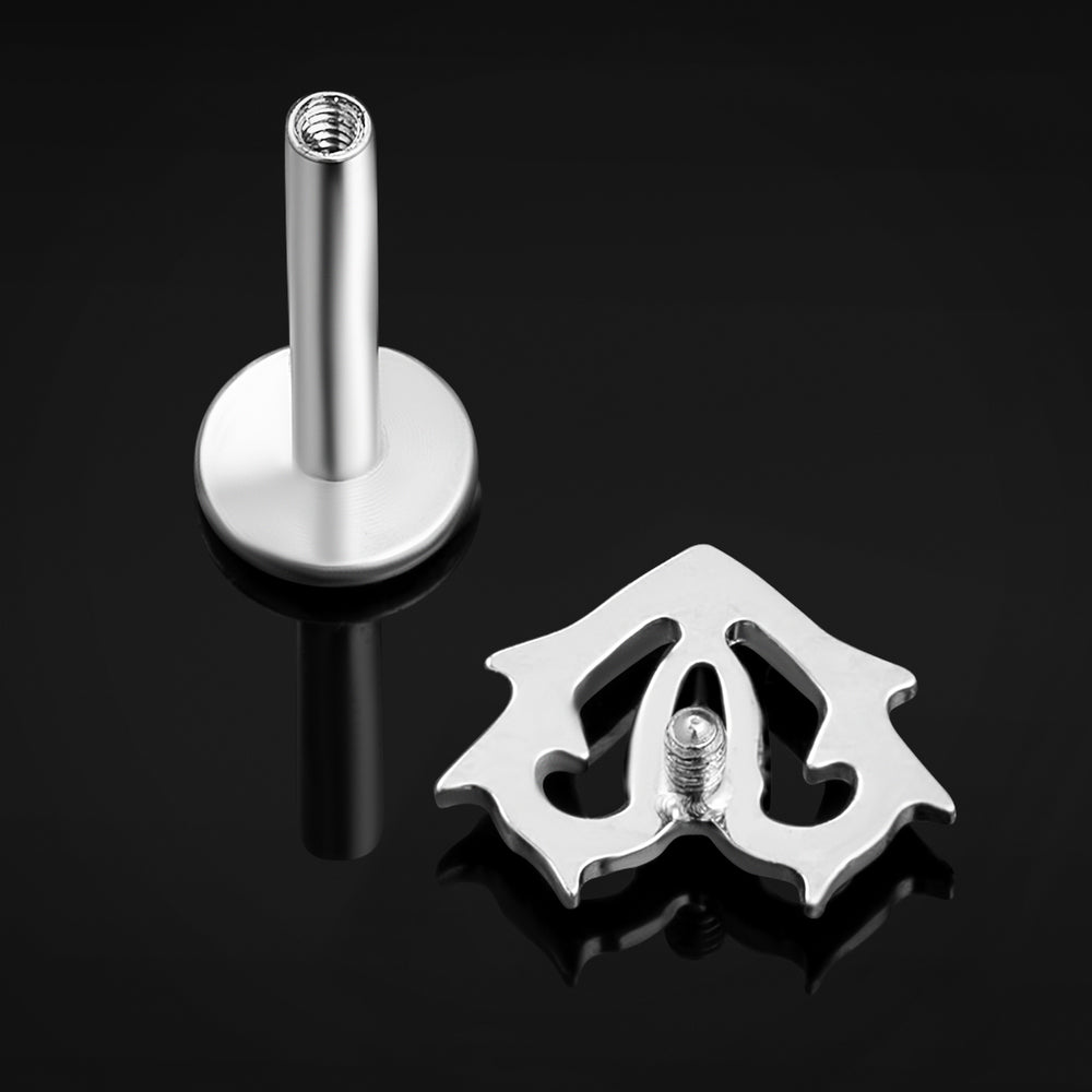 Black Jewelled Thorn Heart Internally Threaded Titanium Labret Stud 1.2mm Gauge - Black Jewelled Thorn Heart Labret Stud- 6mm/8mm Internally Threaded / Alternative Jewellery / Lip / Nose / Ear  