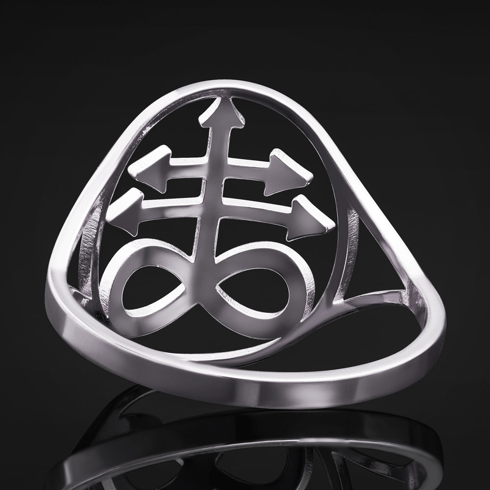 Silver Leviathan Cross Ring - Silver Occult Signet Ring In Various Sizes