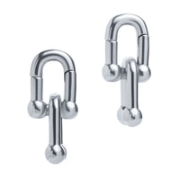 Silver Double Link Steel Hoop Ear Hangers - Pair
