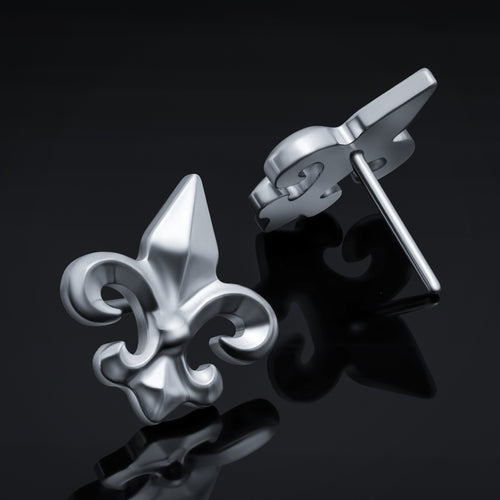 Labret Top, Silver, Fleur De Lis, Threadless, Push Fit, Titanium