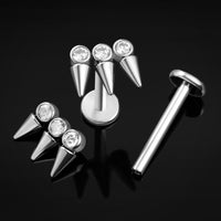 Labret en argent, cluster de bijoux à pointe, filetage interne, titane, 1.2mm