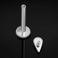 Labret en titane argenté en forme de goutte, filetage interne, 1,2 mm