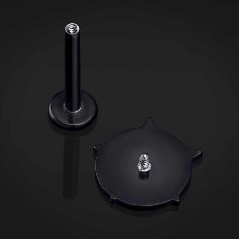 Clou labret, noir, pentagramme, à filetage interne, titane, calibre 1,2 mm