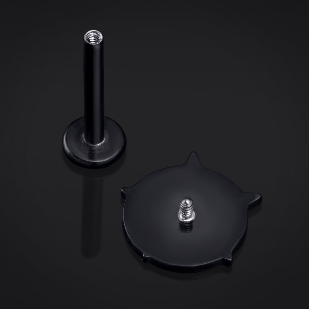 Labret Stud, Black, Pentagram, Internally Threaded, Titanium, 1.2mm Gauge - Labret Stud- 6mm / 8mm / 10mm Internally Threaded / Body Jewellery / Lip / Nose / Ear Labret