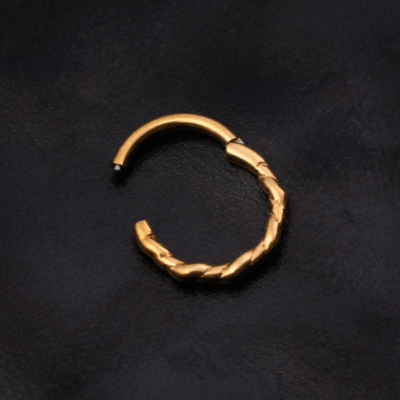 Helix Twisted Rope Clicker Ring, Gold, ASTM F136 Titanium