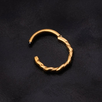 Titanium Hinged Septum Ring With Clear Gems