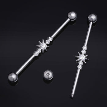 Silver Star Jewelled Titanium Externally Threaded Industrial Bar 1.6mm