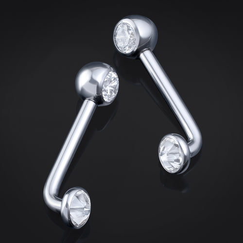 Curved Barbell, Silber, Innengewinde, Titan