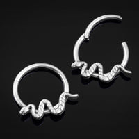 Clicker pour septum, argenté, serpent, titane ASTM F136