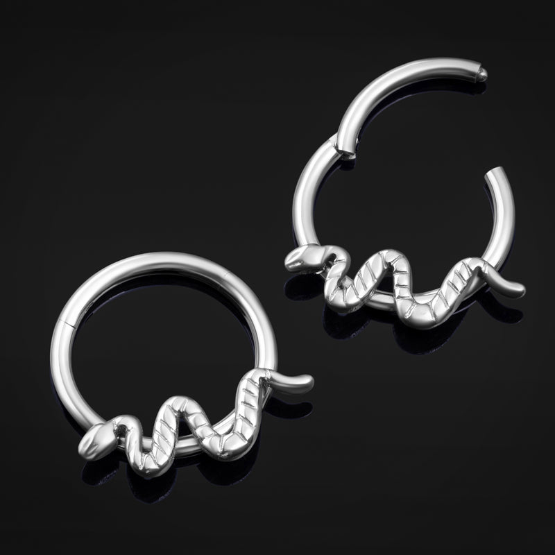 Clicker pour septum, argenté, serpent, titane ASTM F136