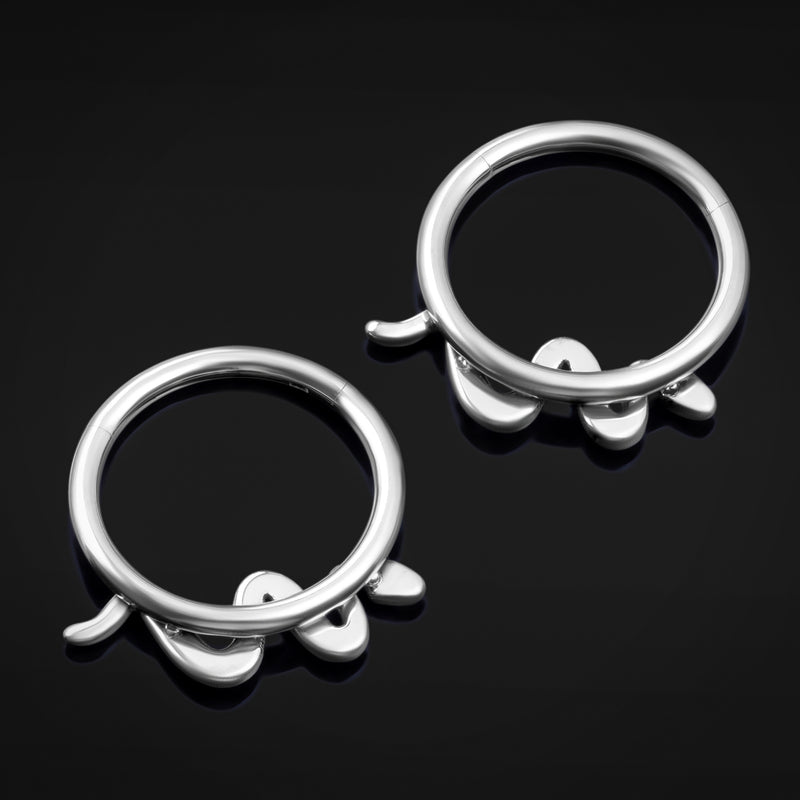 Clicker pour septum, argenté, serpent, titane ASTM F136