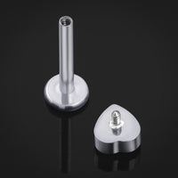 Piercing labret, argent, pierre CZ cœur transparente, filetage interne, titane, 1,2 mm