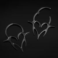 Clicker de septum, noir, cœur tribal pointu Neo, titane ASTM F136