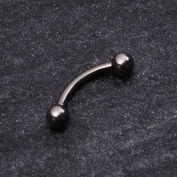 Curved Eyebrow Barbell, Silver, Spiked, Internally Threaded, Titanium