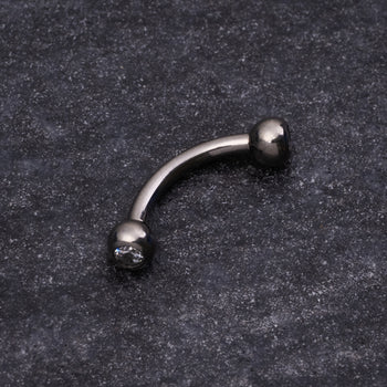 Curved Eyebrow Barbell, Silver, Spiked, Internally Threaded, Titanium