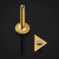Piercing labret en titane fileté intérieurement, flèche chevron dorée, calibre 1,2 mm