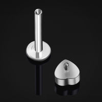 Piercing labret, argent, pierre CZ cœur rouge, filetage interne, titane, 1,2 mm