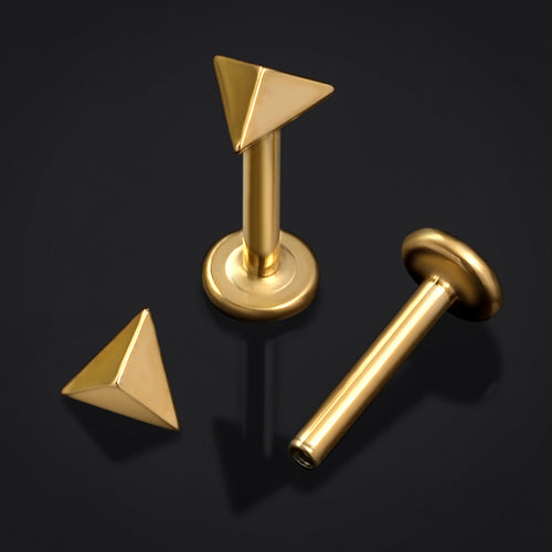Gold Chevron Arrow Internally Threaded Titanium Labret Stud 1.2mm Gauge