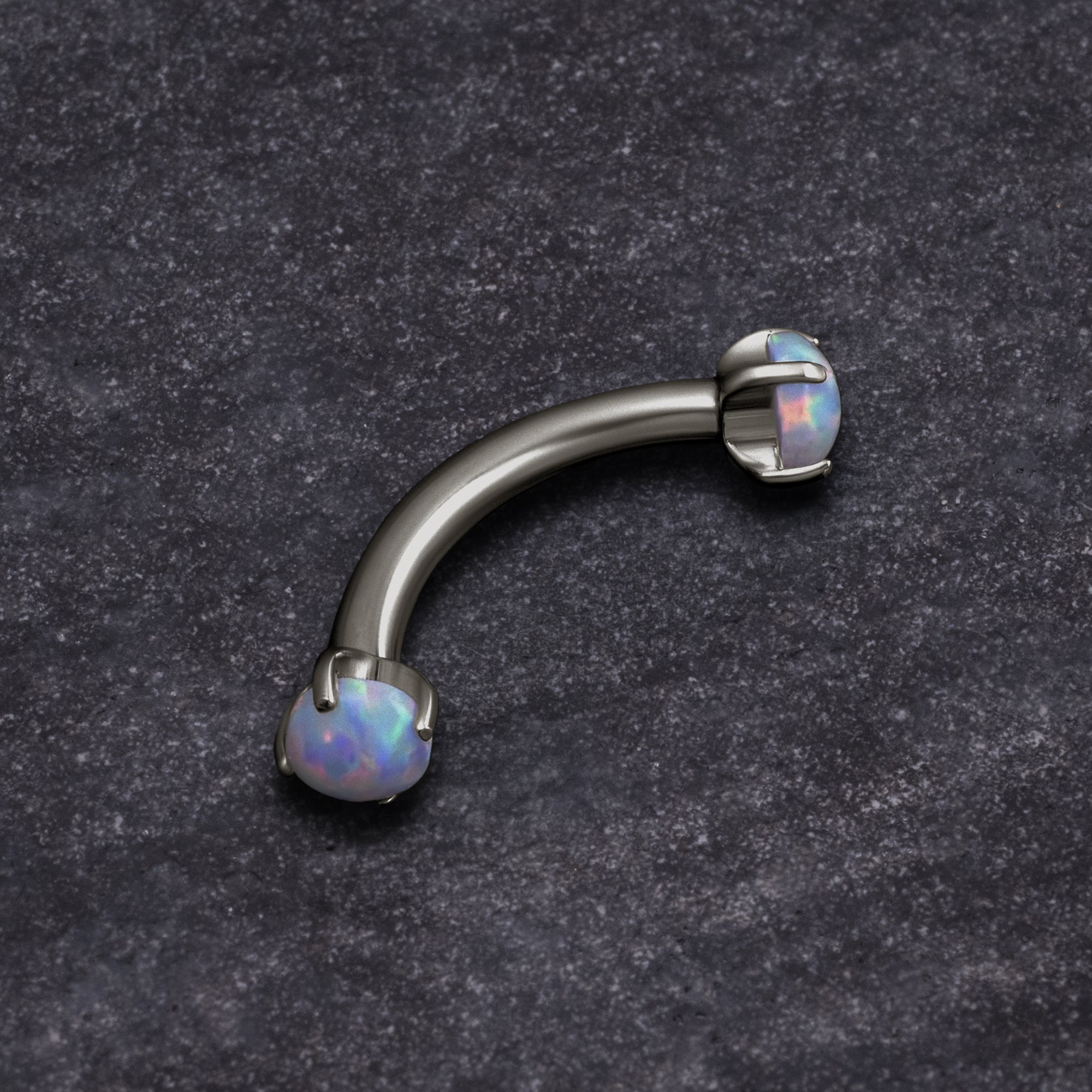 Barre de piercing snug, opale blanche, filetage interne, titane ASTM F-136