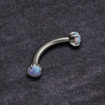 Curved Eyebrow Barbell, Silver, Spiked, Internally Threaded, Titanium