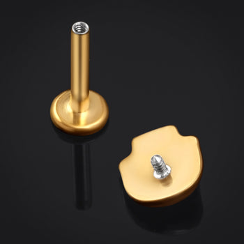 Titanium Internally Threaded Gold Skull Labret Stud 1.2mm Gauge