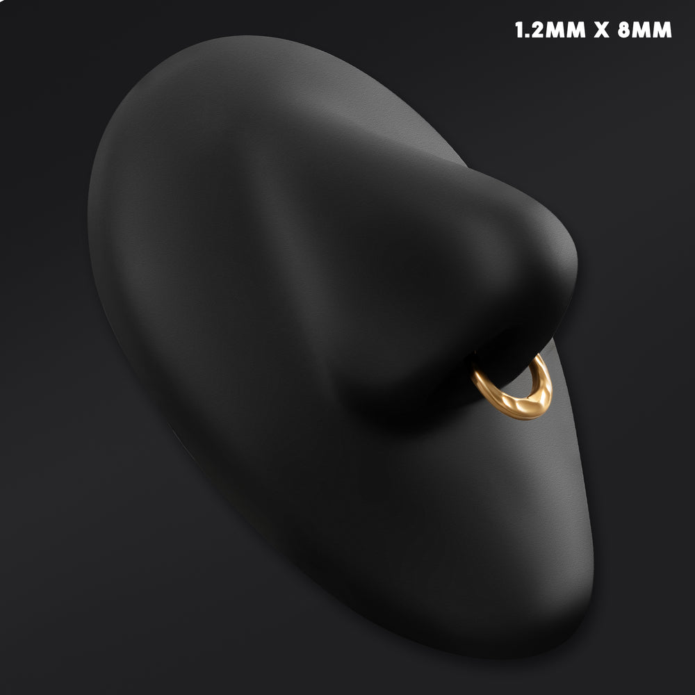 Gold Hammered Dome ASTM F136 Titanium Segment Clicker Septum Nose Ring - ASTM F136 Titanium Hinged Gold Hammered Dome Segment Ring for Nose / Septum 1.2mm 