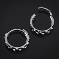 Anneau de nez clicker en titane ASTM F136 argenté à damier serti de pierres