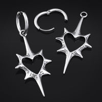 Boucles d’oreilles créoles cœur épineux - Jewellery gothique en acier inoxydable - paire