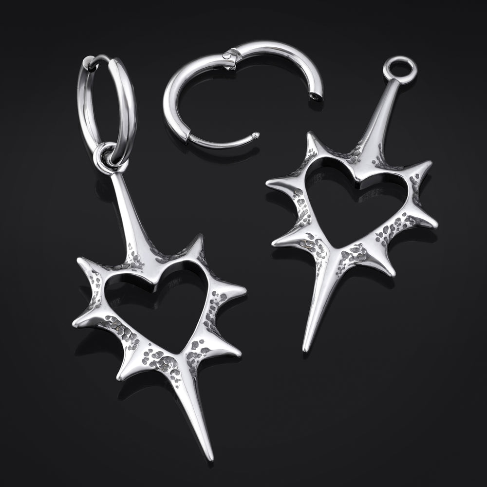 Thorn Heart Hoop Earrings - Stainless Steel Gothic Jewellery - Pair - Stainless Steel Earrings / Alternative Piercings / Earrings / Jewellery / Gothic Earrings 