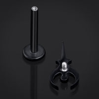 Noir, Sigil d'Hadès, filetage interne, labret, titane ASTM F136, 1.2mm