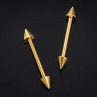 Nipple Barbell, Or, Embouts coniques, Titane, Filetage interne