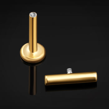 Gold Cylindrical Internally Threaded Titanium Labret Stud 1.2mm Gauge