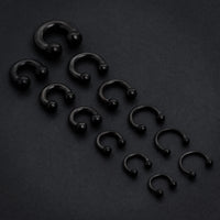 Horseshoe Barbell, Black, Circular Barbell Piercing, Titanium, Large Gauge