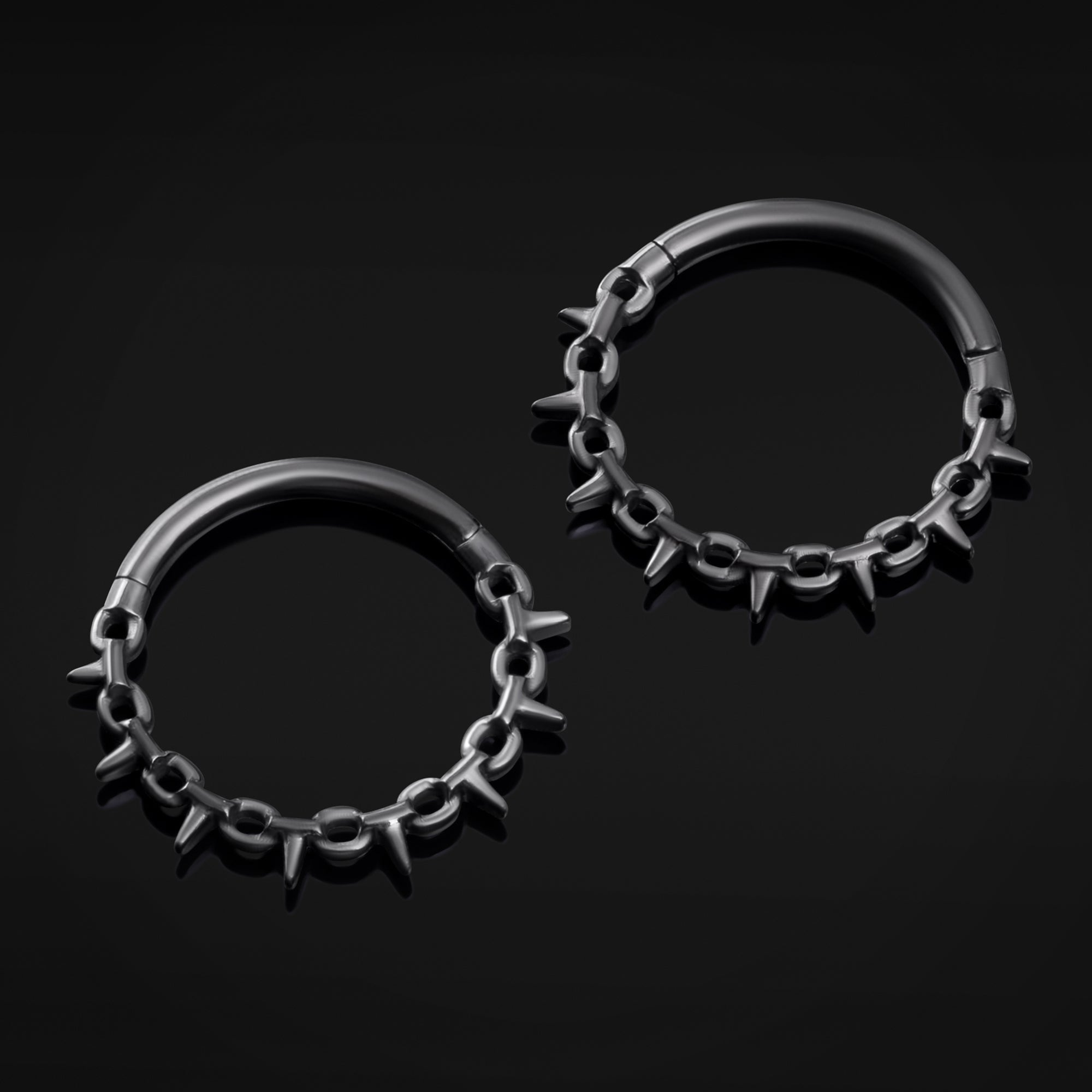 Septum Clicker, Black, Spiked Chain, Titanium