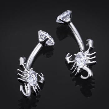 Bauchnabelpiercing, Silber, Schmuckskorpion, Innengewinde, Titan, 1,6mm Stärke