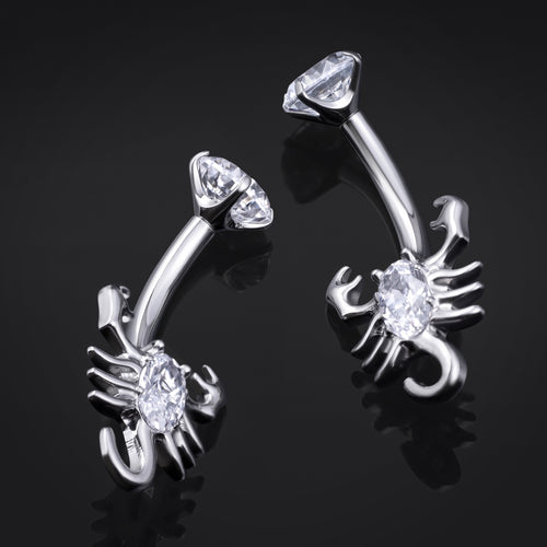 Titanium Jewelled Scorpion Internally Threaded Bananabell 1.6mm Gauge in Silver
