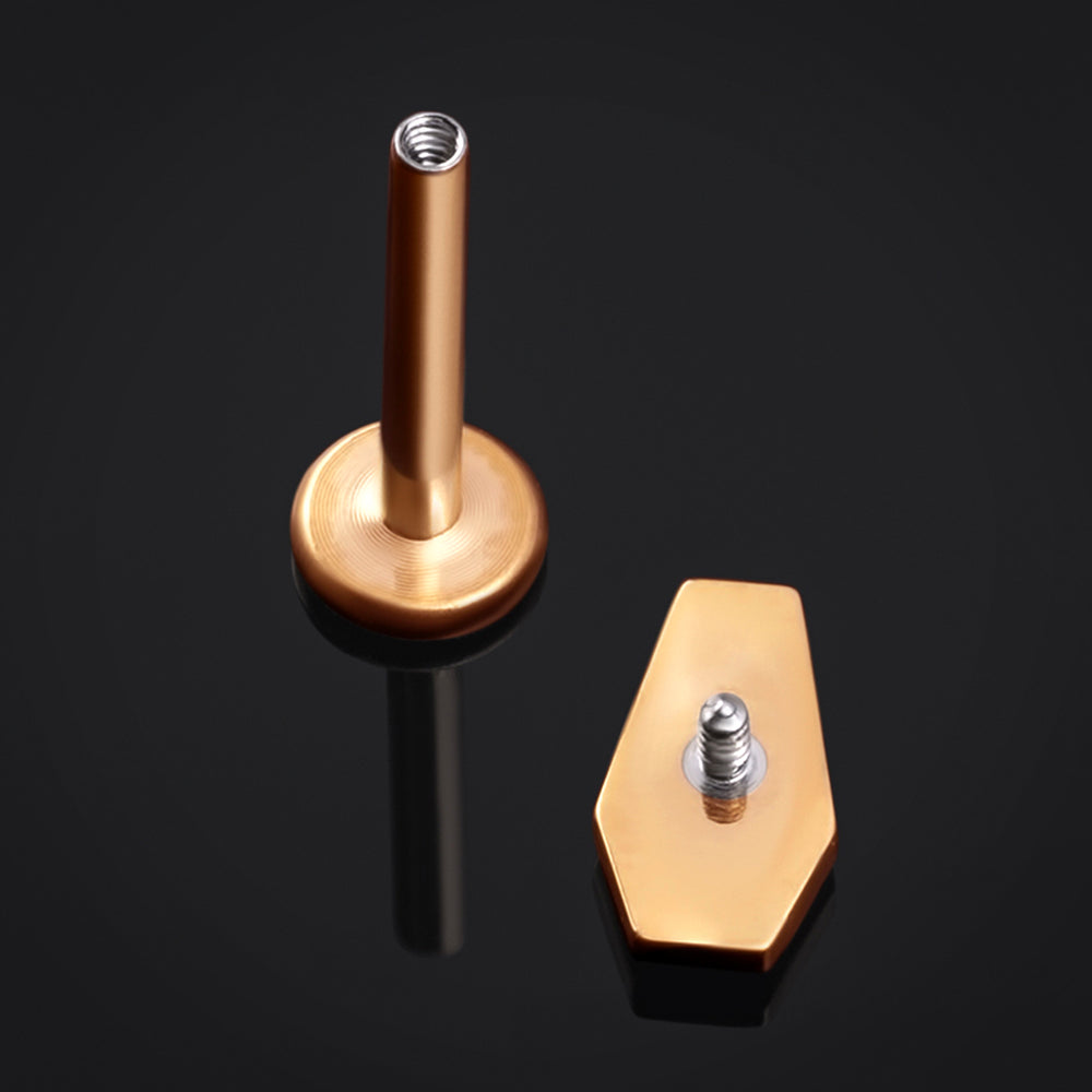 Titan-Labret-Ohrstecker mit Innengewinde, Stärke 1,2 mm, in Roségold mit Kegel