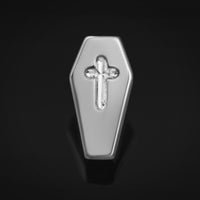 Embout de labret, argenté, forme cercueil, filetage interne, titane ASTM F136