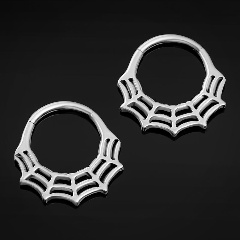 Clicker pour septum, argenté, toile d'araignée, titane ASTM F136