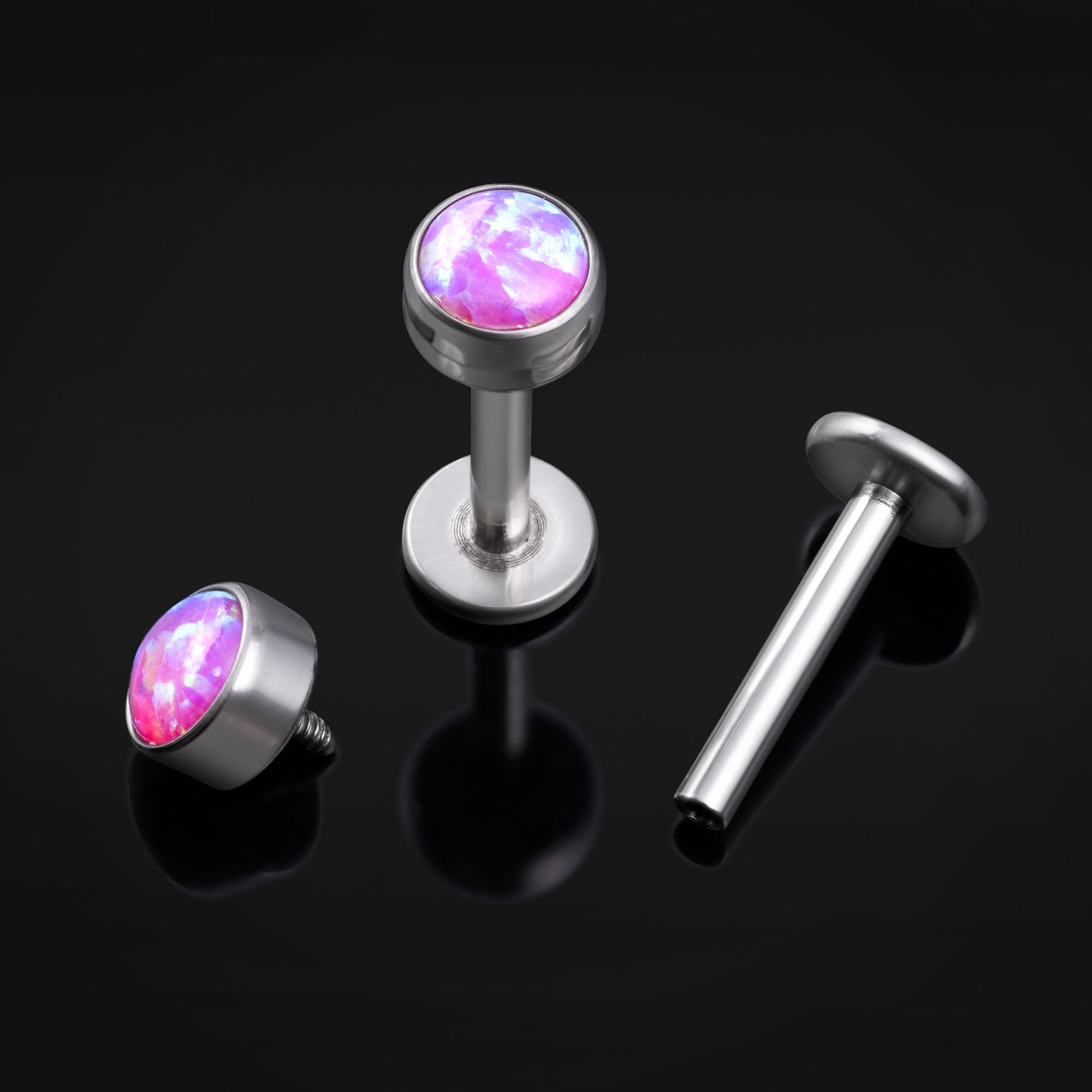 Labret Stud, Purple Opal, Titanium