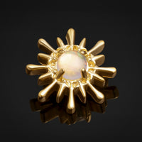 Embout de labret, or, éclat d’opale, filetage interne, titane