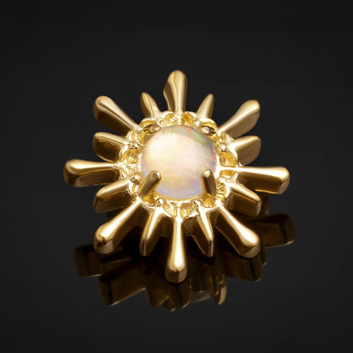 Labret Top, Gold, Opal Sparkle, Internally Threaded, Titanium