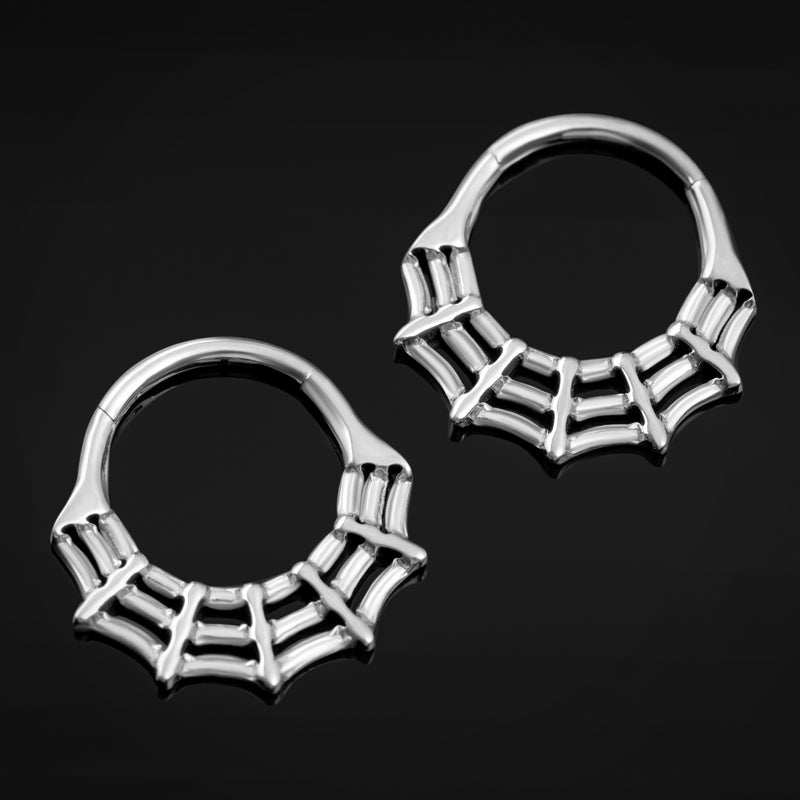 Clicker pour septum, argenté, toile d'araignée, titane ASTM F136