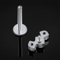 Labret en argent, grappe de 3 pierres en oxyde de zirconium, filetage interne, titane
