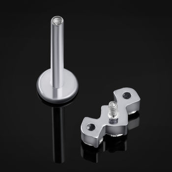Silver Triple CZ Stone Cluster Internally Threaded Titanium Labret Stud 1.2mm Gauge