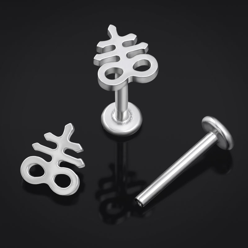Labret en titane, argent, croix du Léviathan, filetage interne, calibre 1.2mm