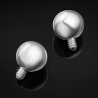 Internally Threaded Barbell Ends, Silver, Ball Attachment, Titanium